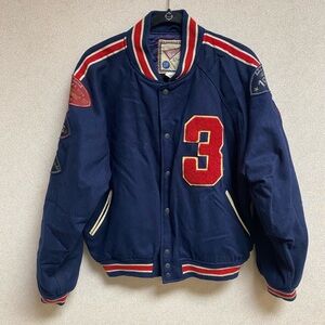 Vintage GAP Varsity Wool And Leather Jacket With Patches